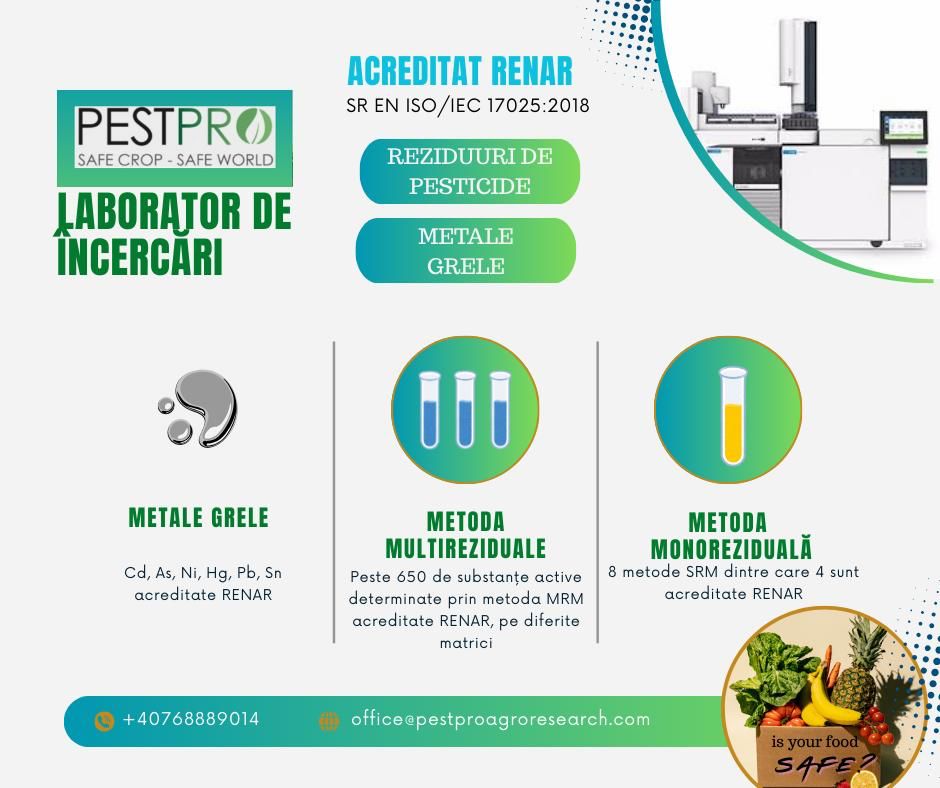 Laborator nou acreditat RENAR pentru analiza reziduurilor de pesticide și metale grele, la Timișoara – PestPro Agro Research
