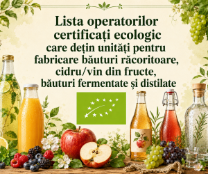 Lista operatorilor certificați ecologic care dețin unități pentru fabricare băuturi răcoritoare, cidru/vin din fructe, băuturi fermentate și distilate