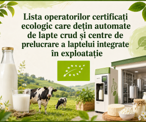 Lista operatorilor certificați ecologic care dețin automate de lapte crud și centre de prelucrare a laptelui integrate în exploatație
